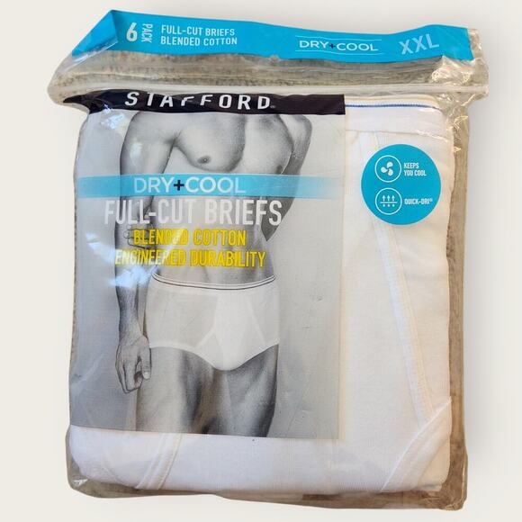 Stafford Full Cut Briefs Men's Sz XXL Dry Cool Quick Dry 6-pack Underwear NWT - Picture 1 of 6